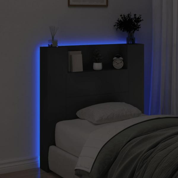 LED-Kopfteil mit Ablagen Schwarz 100x16,5x103,5 cm