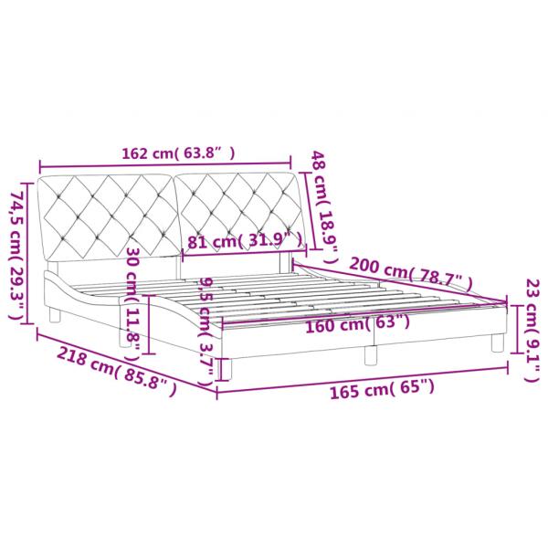 Bettgestell mit Kopfteil Schwarz 160x200 cm Samt