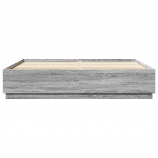 Bettgestell Grau Sonoma 200x200 cm Holzwerkstoff