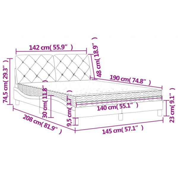 Bett mit Matratze Dunkelgrün 140x190 cm Samt