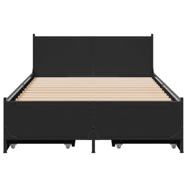 Bettgestell mit Schubladen Schwarz 90x190 cm Holzwerkstoff