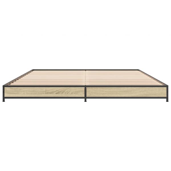 Bettgestell Sonoma-Eiche 135x190 cm Holzwerkstoff und Metall