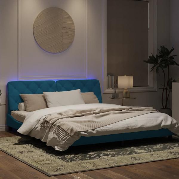 Bettgestell mit LED-Leuchten Blau 180x200 cm Samt