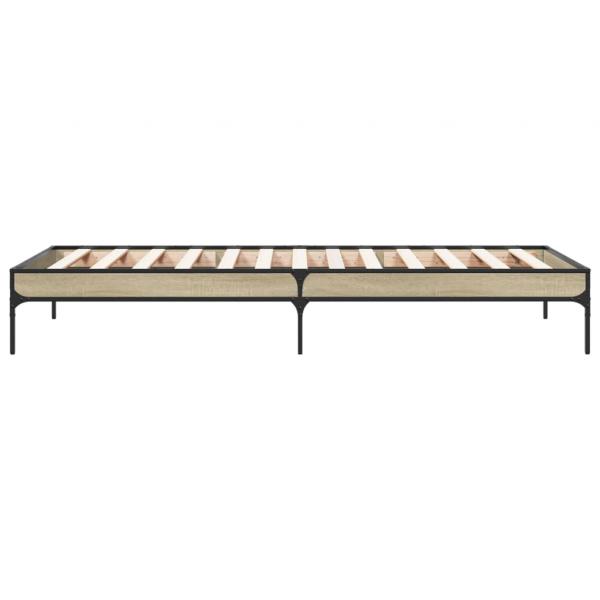 Bettgestell Sonoma-Eiche 90x190 cm Holzwerkstoff und Metall