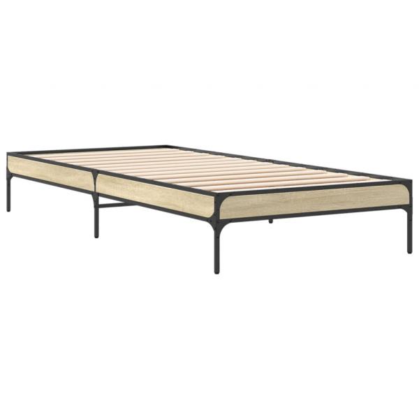 Bettgestell Sonoma-Eiche 90x190 cm Holzwerkstoff und Metall