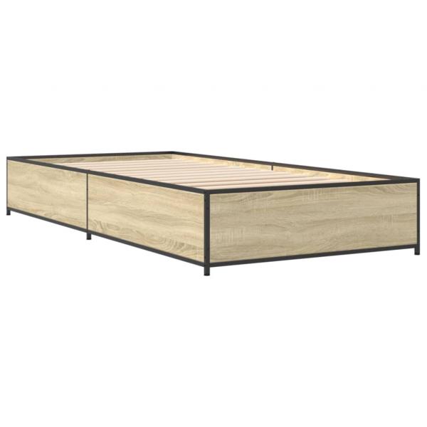 Bettgestell Sonoma-Eiche 75x190 cm Holzwerkstoff und Metall