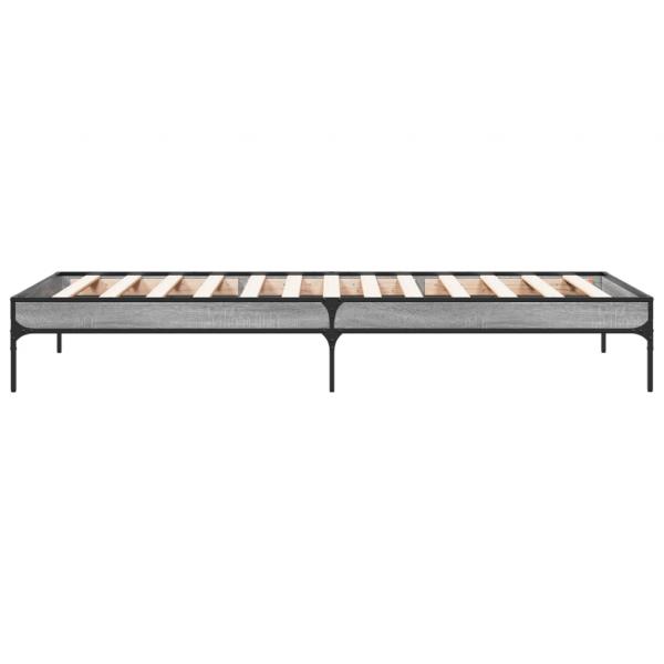 Bettgestell Grau Sonoma 75x190 cm Holzwerkstoff und Metall