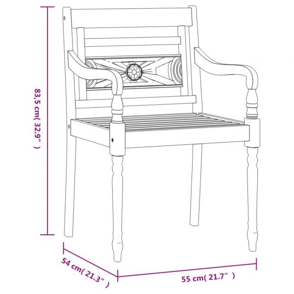 Batavia-Stühle 6 Stk. Weiß Massivholz Teak