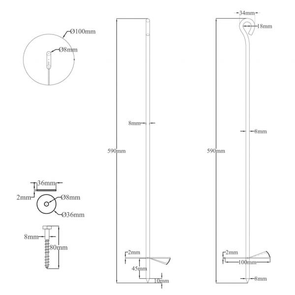 Erdanker 6 Stk. 10×60 cm Verzinktes Metall