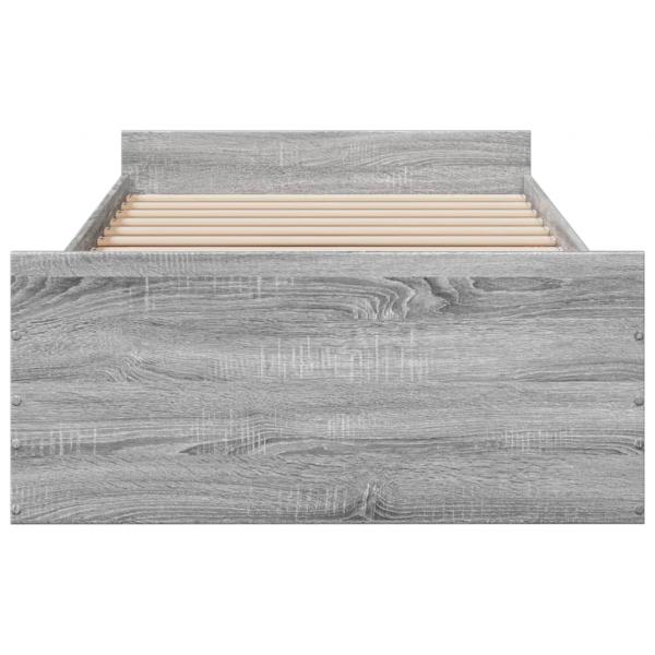 Bettgestell mit Schubladen Grau Sonoma 90x190 cm Holzwerkstoff