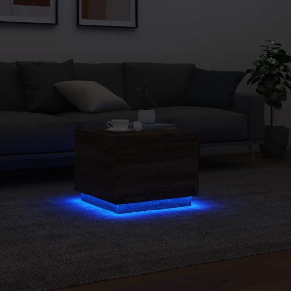 Couchtisch mit LED-Leuchten Braun Eichen-Optik 50x50x40 cm