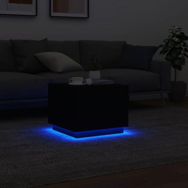 Couchtisch mit LED-Leuchten Schwarz 50x50x40 cm