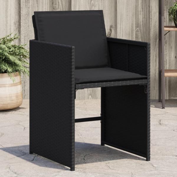 ARDEBO.de - Gartenstühle mit Kissen 4 Stk. Schwarz Poly Rattan