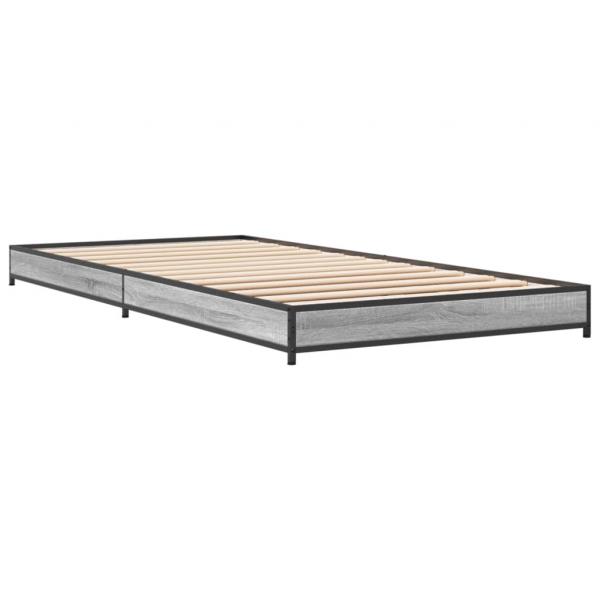 Bettgestell Grau Sonoma 90x190 cm Holzwerkstoff und Metall