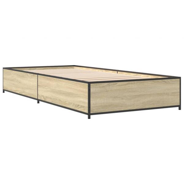 Bettgestell Sonoma-Eiche 90x200 cm Holzwerkstoff und Metall