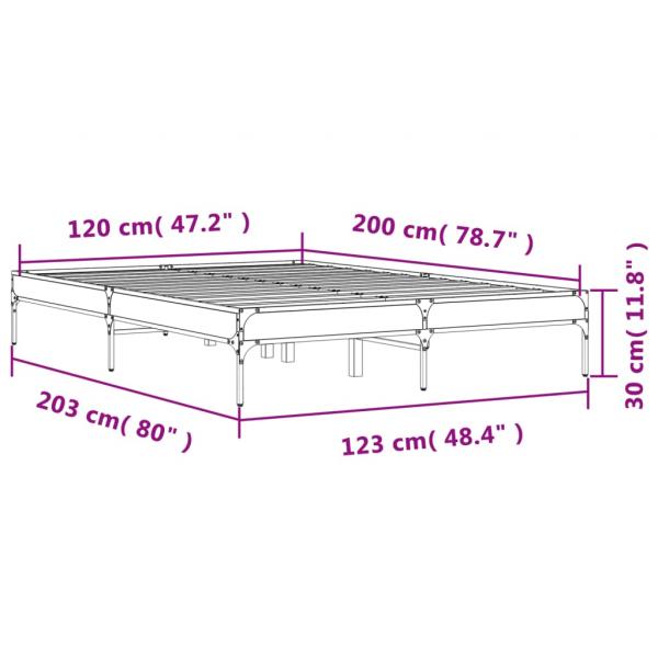 Bettgestell Sonoma-Eiche 120x200 cm Holzwerkstoff und Metall