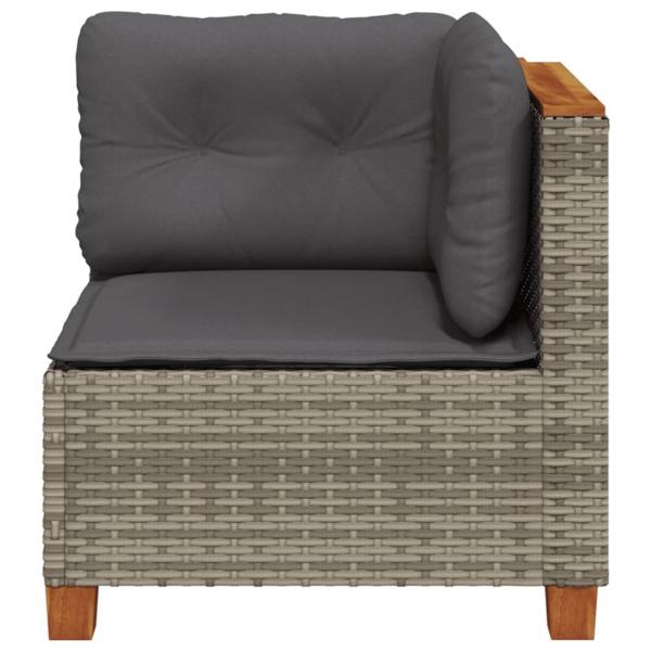 Garten-Ecksofa mit Kissen Grau Poly Rattan