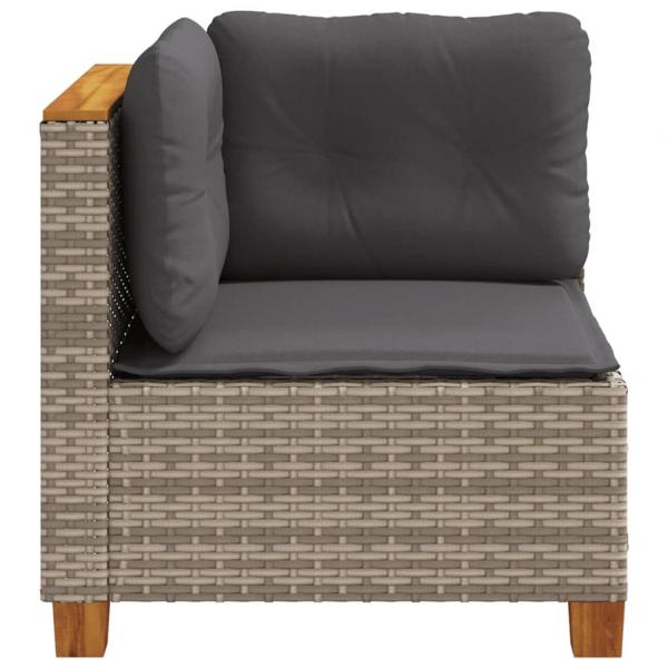 Garten-Ecksofa mit Kissen Grau Poly Rattan