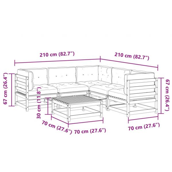 6-tlg. Garten-Sofagarnitur mit Kissen Massivholz Douglasie