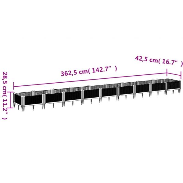 Pflanzkasten mit Erdspießen Braun 362,5x42,5x28,5 cm PP