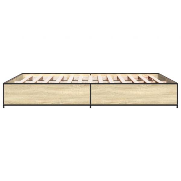 Bettgestell Sonoma-Eiche 120x200 cm Holzwerkstoff und Metall