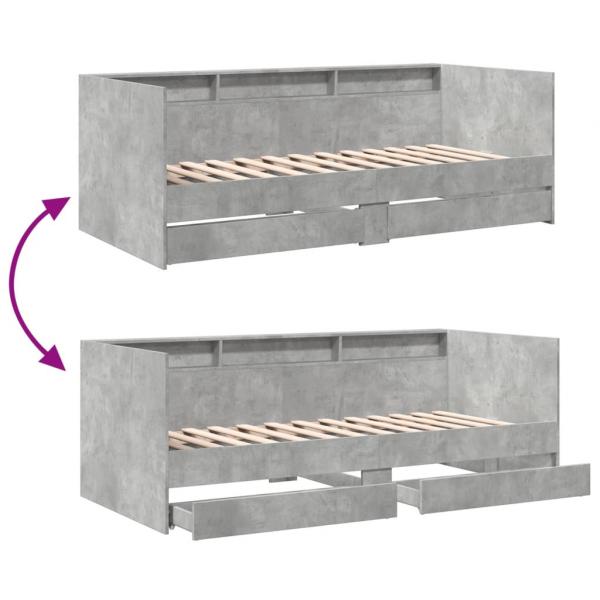 Tagesbett mit Schubladen Betongrau 75x190 cm Holzwerkstoff