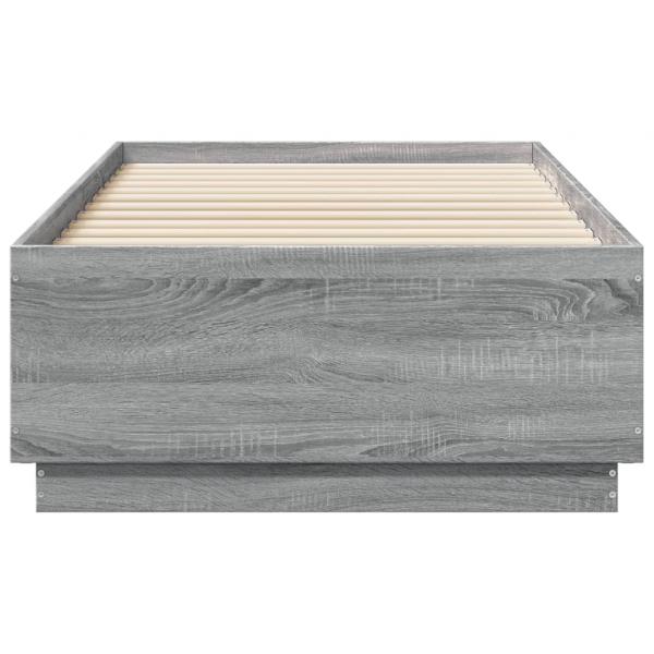 Bettgestell mit LED Grau Sonoma 90x190 cm Holzwerkstoff