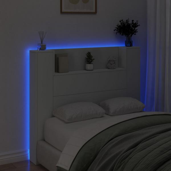 LED-Kopfteil mit Ablagen Weiß 120x16,5x103,5 cm