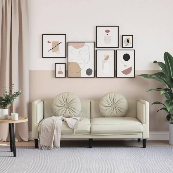 Sofa mit Kissen 2-Sitzer Creme Samt