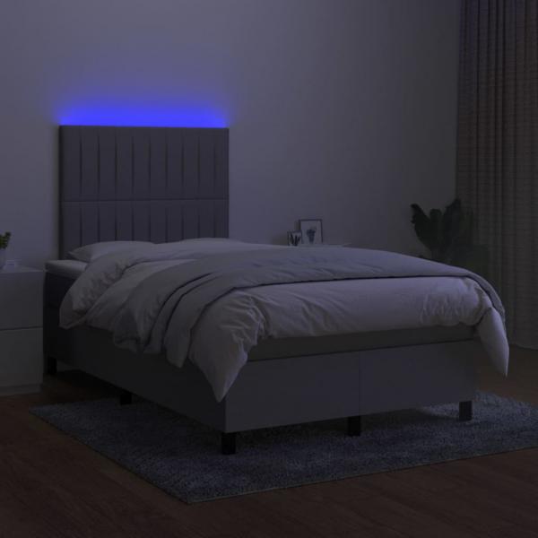 Boxspringbett mit Matratze & LED Hellgrau 120x190 cm Stoff