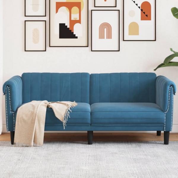 ARDEBO.de - Sofa 2-Sitzer Blau Samt