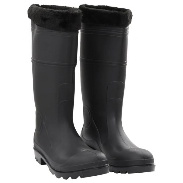 ARDEBO.de - Gummistiefel mit Herausnehmbarem Innenfutter Schwarz Gr. 45 PVC