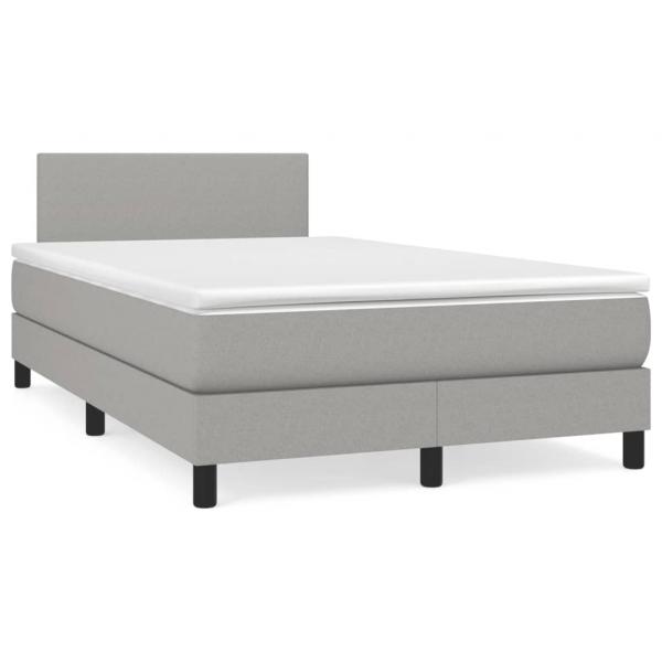 ARDEBO.de - Boxspringbett mit Matratze & LED Hellgrau 120x190 cm Stoff