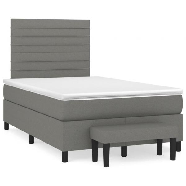 ARDEBO.de - Boxspringbett mit Matratze Dunkelgrau 120x190 cm Stoff