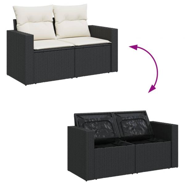 14-tlg. Garten-Sofagarnitur mit Kissen Schwarz Poly Rattan