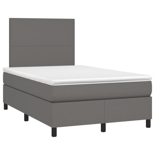 Boxspringbett mit Matratze & LED Grau 120x190 cm Kunstleder