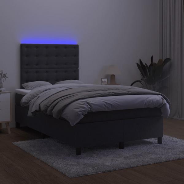 Boxspringbett mit Matratze & LED Schwarz 120x190 cm Samt