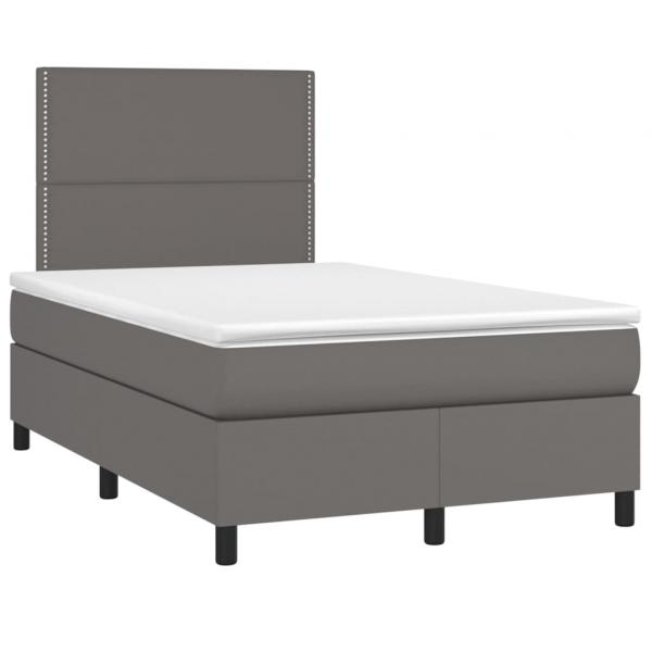 Boxspringbett mit Matratze & LED Grau 120x190 cm Kunstleder