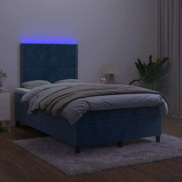 Boxspringbett mit Matratze & LED Dunkelblau 120x190 cm Samt