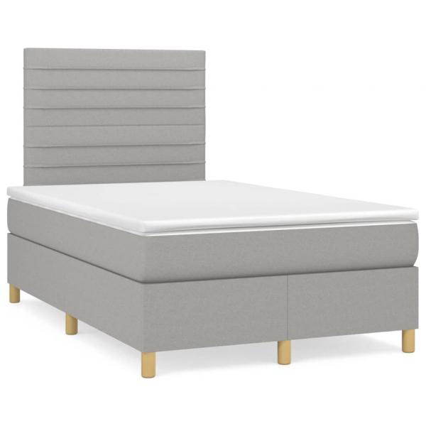 ARDEBO.de - Boxspringbett mit Matratze Hellgrau 120x190 cm Stoff