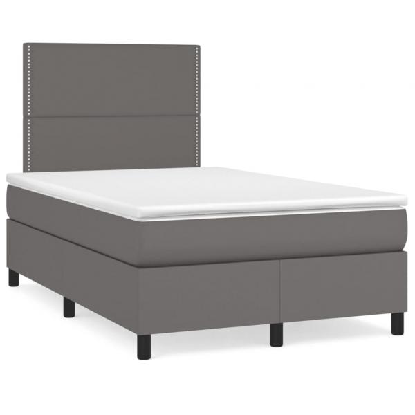 ARDEBO.de - Boxspringbett mit Matratze Grau 120x190 cm Kunstleder