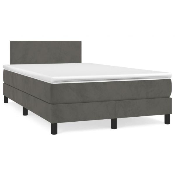 ARDEBO.de - Boxspringbett mit Matratze Dunkelgrau 120x190 cm Samt