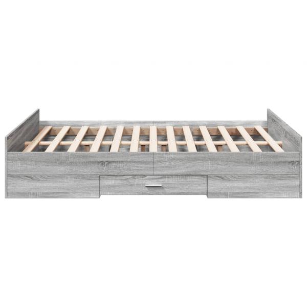 Bettgestell mit Schubladen Grau Sonoma 135x190 cm Holzwerkstoff