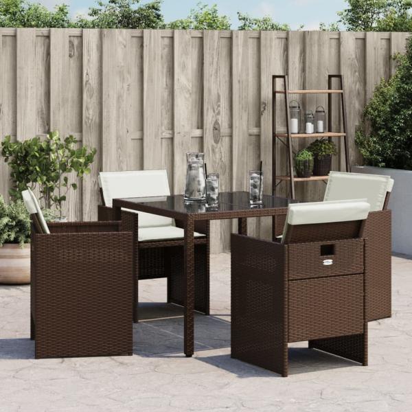 Gartenstühle mit Kissen 4 Stk. Braun Poly Rattan