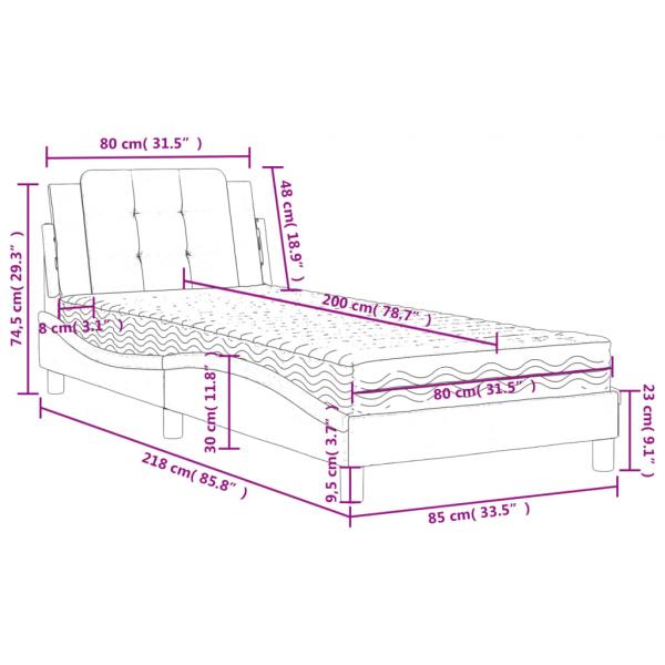 Bett mit Matratze Schwarz 80x200 cm Kunstleder