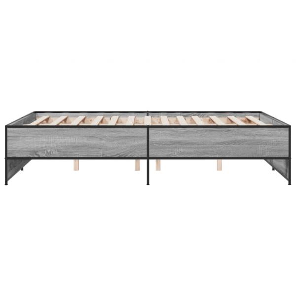 Bettgestell Grau Sonoma 120x190 cm Holzwerkstoff und Metall