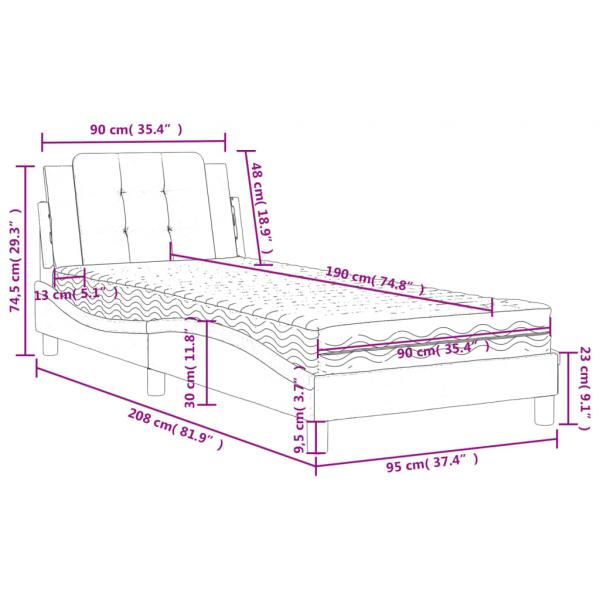 Bett mit Matratze Schwarz 90x190 cm Kunstleder