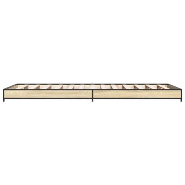 Bettgestell Sonoma-Eiche 100x200 cm Holzwerkstoff und Metall