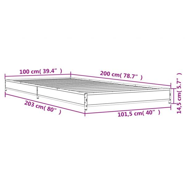 Bettgestell Sonoma-Eiche 100x200 cm Holzwerkstoff und Metall