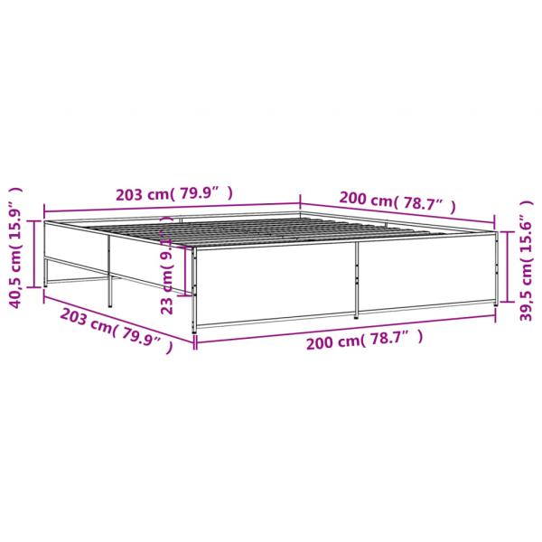 Bettgestell Sonoma-Eiche 200x200 cm Holzwerkstoff und Metall